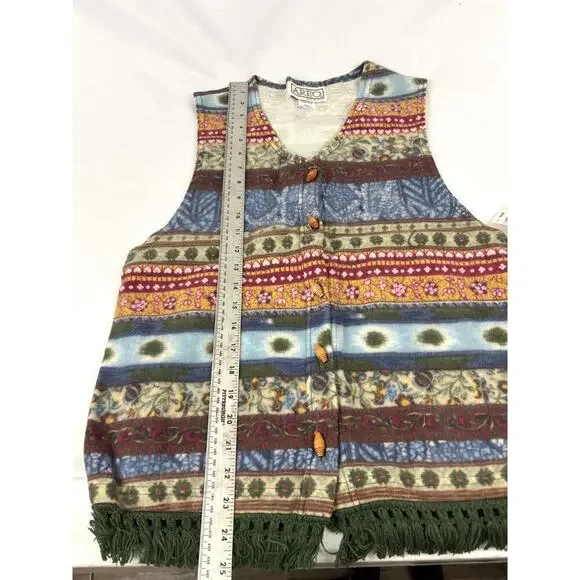 Vintage Southwestern Vest Womens USA Made Button Up Aero 1990s‎ Small Fringe - Picture 6 of 10